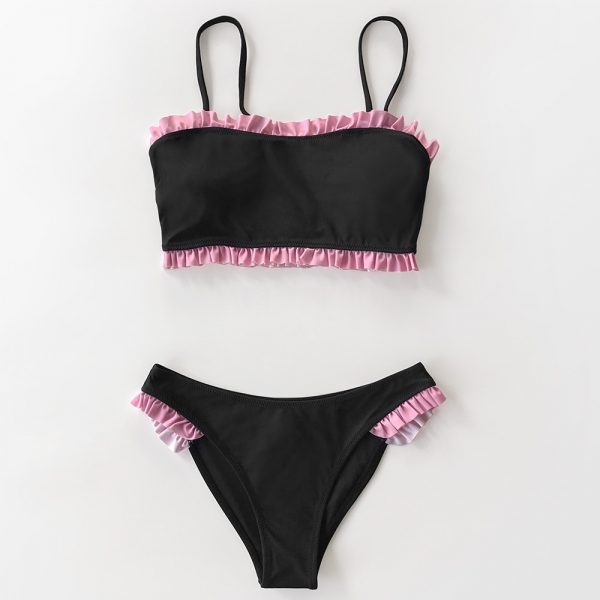 Black and Red Women's Bikini wiith Ruffles - Image 7