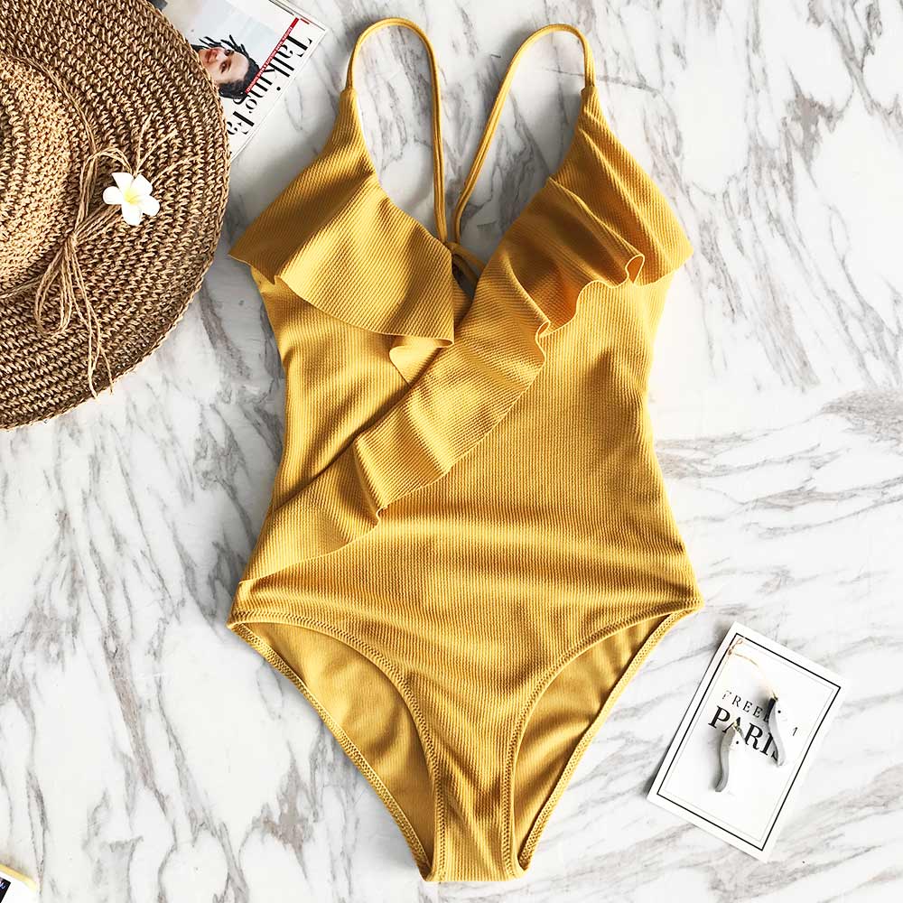 Women's One-Piece Swimsuit with Ruffles