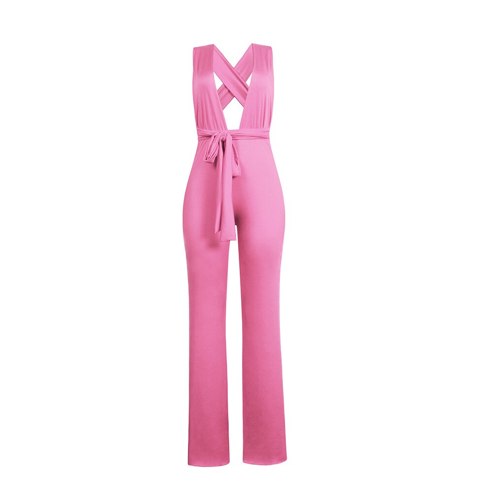 Women's Sexy Wide Leg Solid Jumpsuits