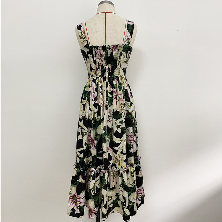 Women's Lily Print Lacing Up Dress